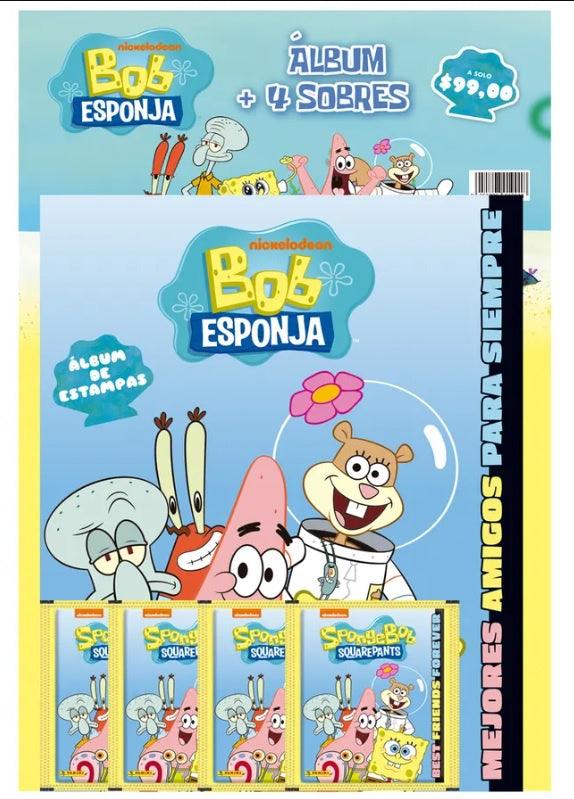 Album + 4 sobres de estampas Bob Esponja-Albums-PANINI ALBUMS-Akibara Xpress