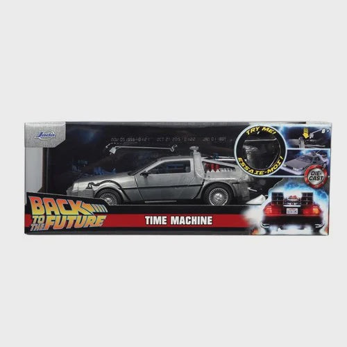 BACK TO THE FUTURE 1 TIME MACHINE WITH LIGHT 1:24 SCALE DIE-CAST METAL VEHICLE-Figuras-JADA TOYS-Akibara Xpress