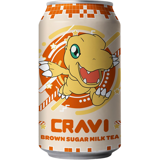 CRAVI Digimon Brown Sugar Milk Tea 315ml-Alimentos-Asian Food-Akibara Xpress