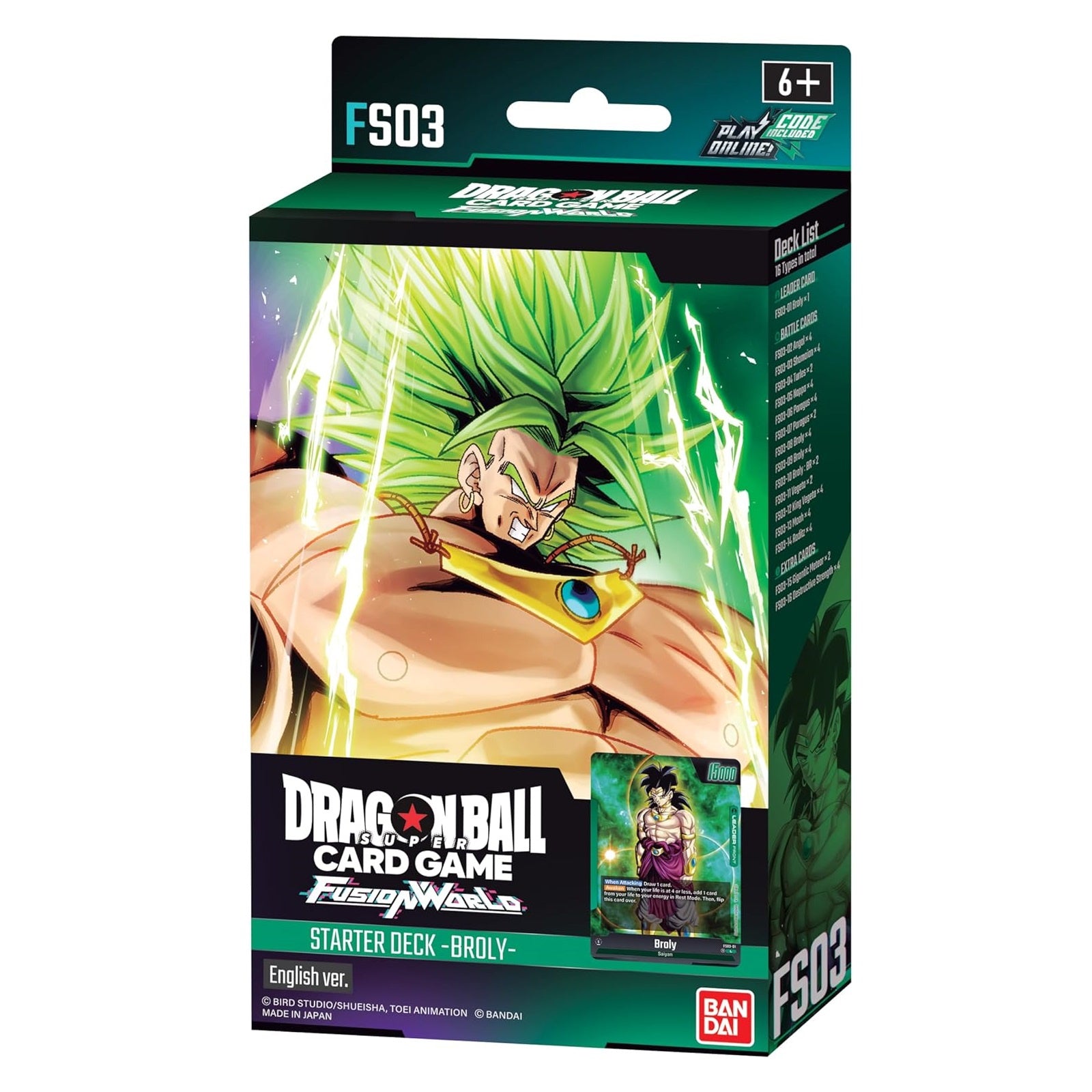 DRAGON BALL TCG FUSION WORLD STARTER DECK BROLY FS03-TCG-Juegos de Mesa-Akibara Xpress
