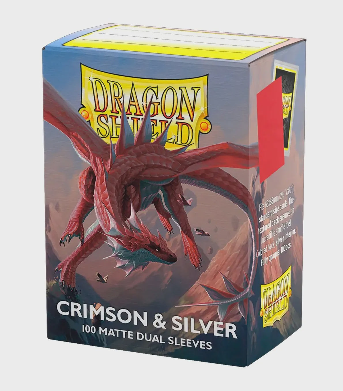 DRAGON SHIELD SLEEVES STANDARD DUAL MATTE CRIMSON & SILVER (100 CT.)-TCG-DRAGON SHIELD-Akibara Xpress