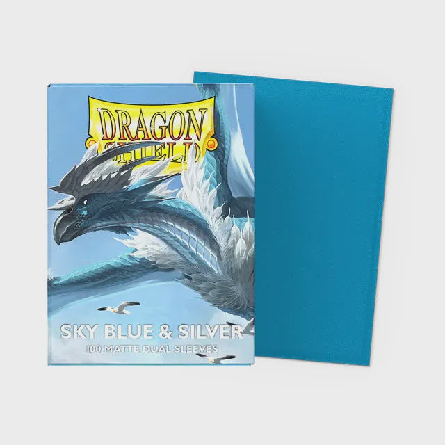 DRAGON SHIELD SLEEVES STANDARD DUAL MATTE SKY BLUE & SILVER (100 CT.)-TCG-DRAGON SHIELD-Akibara Xpress
