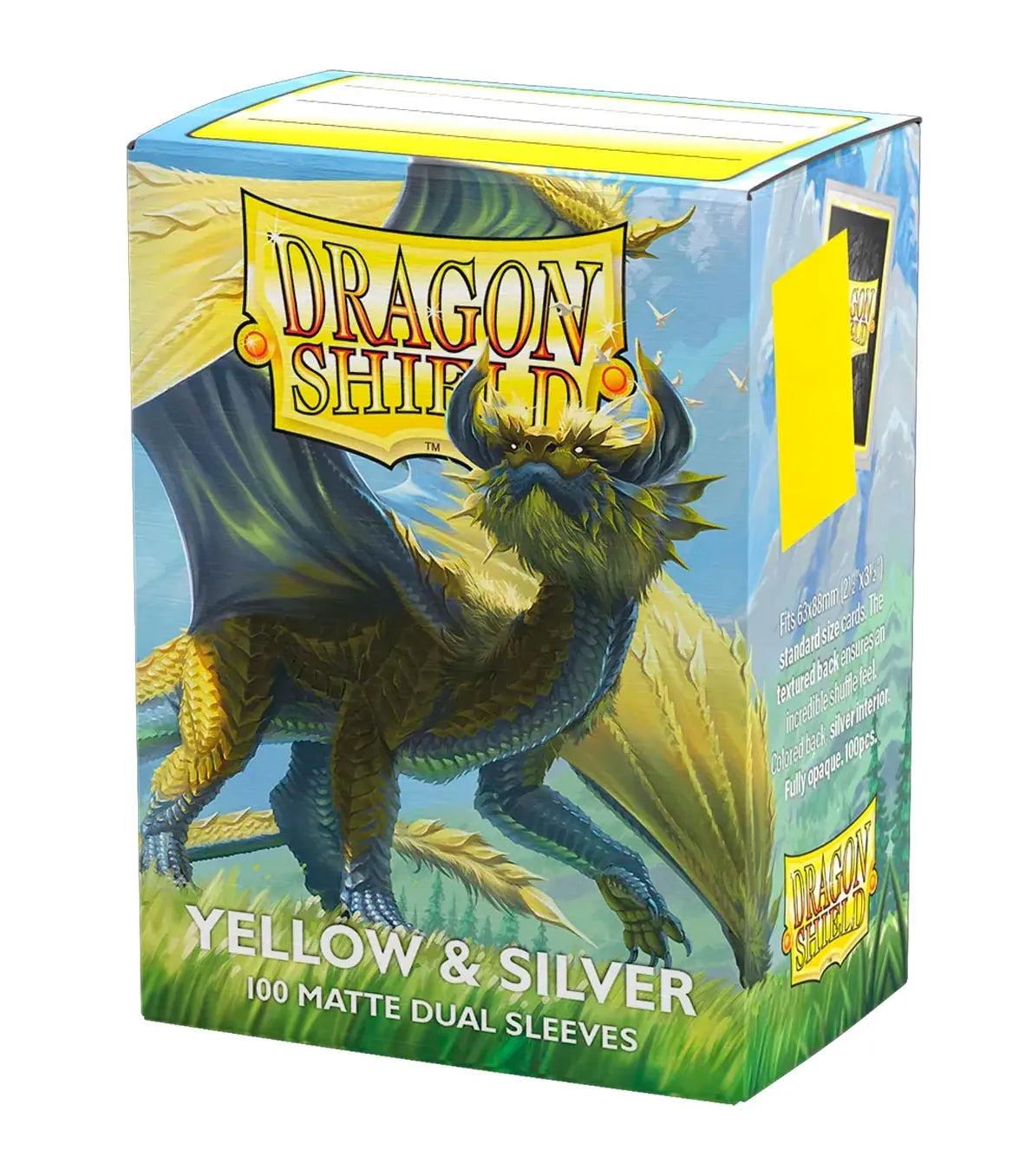 DRAGON SHIELD SLEEVES STANDARD DUAL MATTE YELLOW & SILVER (100 CT.)-TCG-DRAGON SHIELD-Akibara Xpress