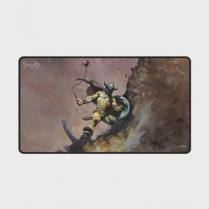 PLAYMAT BLACK STITCHED ARTIST SPOTLIGHT FRANK FRAZETTA WARRIOR WITH BALL AND CHAIN-TCG-ULTRA PRO-Akibara Xpress