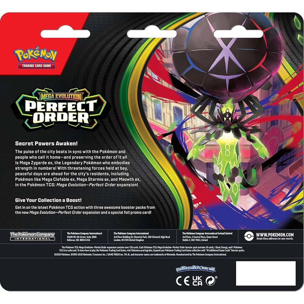 POKEMON TCG MEGA EVOLUTION PERFECT ORDER 3 BOOSTER BLISTER ESPANOL-TCG-POKEMON-Akibara Xpress