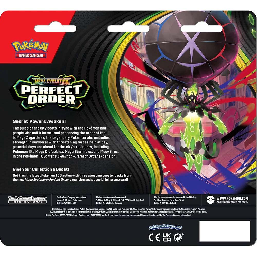 POKEMON TCG MEGA EVOLUTION PERFECT ORDER 3 BOOSTER BLISTER INGLES-TCG-POKEMON-Akibara Xpress