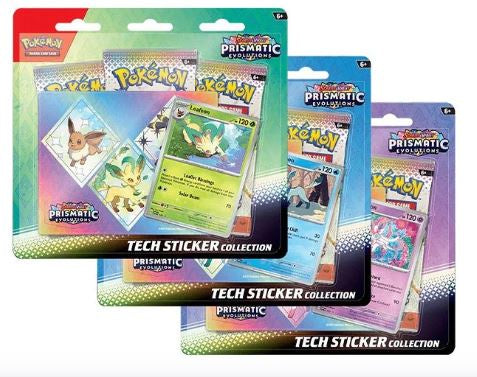 POKEMON TCG SCARLET & VIOLET 8.5 PRISMATIC EVOLUTIONS TECH STICKER COLLECTION INGLES SET DE 3-TCG-Juegos de Mesa-Akibara Xpress