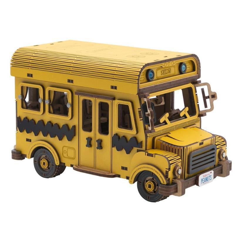 SNOOPY SCHOOL BUS WOODEN KIT-Figuras-Puremind-Akibara Xpress