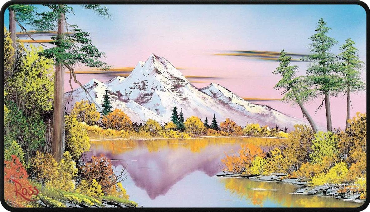 ULTRA PRO BOB ROSS MIGHTY MOUNTAIN LAKE BLACK STITCHED PLAYMAT-TCG-Juegos de Mesa-Akibara Xpress