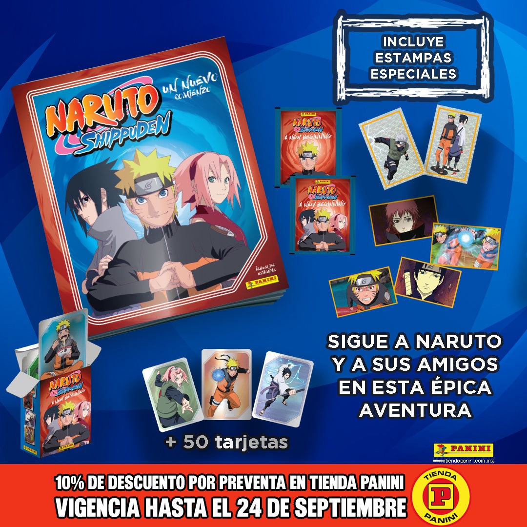 ALBUM + 4 SOBRES DE ESTAMPAS NARUTO SHIPPUDEN 2023