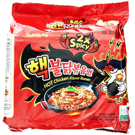 Samyang Fideo Extra Picante sabor Pollo 5 PACK-Alimentos-Dulces Japoneses-Akibara Xpress