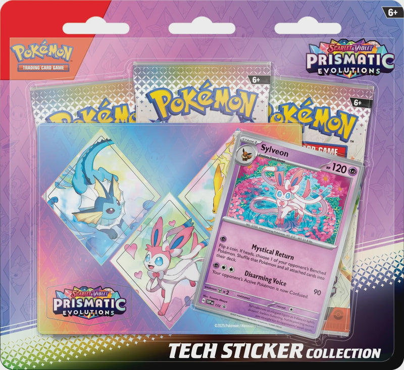 PREVENTA POKEMON TCG SCARLET & VIOLET 8.5 PRISMATIC EVOLUTIONS TECH STICKER COLLECTION INGLES