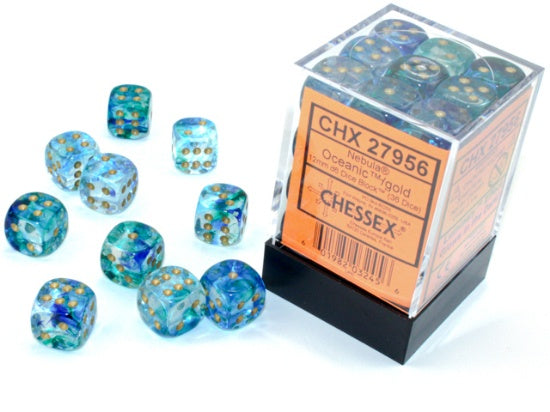 12MM D6 NEBULA OCEANIC/GOLD DADO 1PZA-Juegos de Mesa-Akibara Xpress
