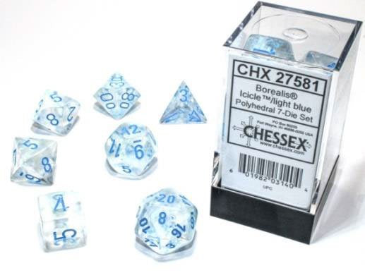 Set de 7 dados Borealis Icicle Light Blue