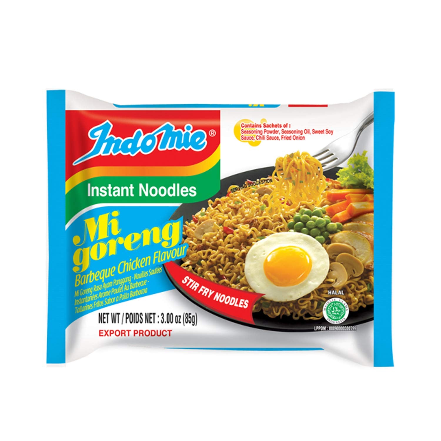 INDOMIE Instant Stir Fry Noodles Mi Goreng BBQ Chicken Flavor 85g