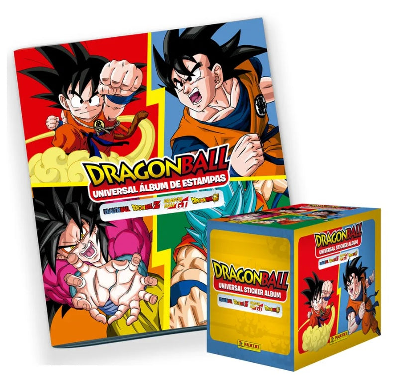 ALBUM  PASTA SUAVE DRAGON BALL UNIVERSAL 2025 + 1 CAJA CON 24 SOBRES DE ESTAMPAS