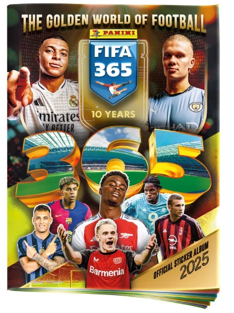 ALBUM + 4 SOBRES  FIFA 365 2025 10 ANNIVERSARY THE GOLDEN WORLD FOOTBAL
