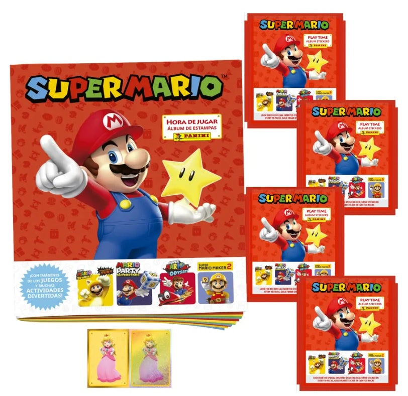 ALBUM SUPER MARIO 2025 CON 4 SOBRES DE ESTAMPAS
