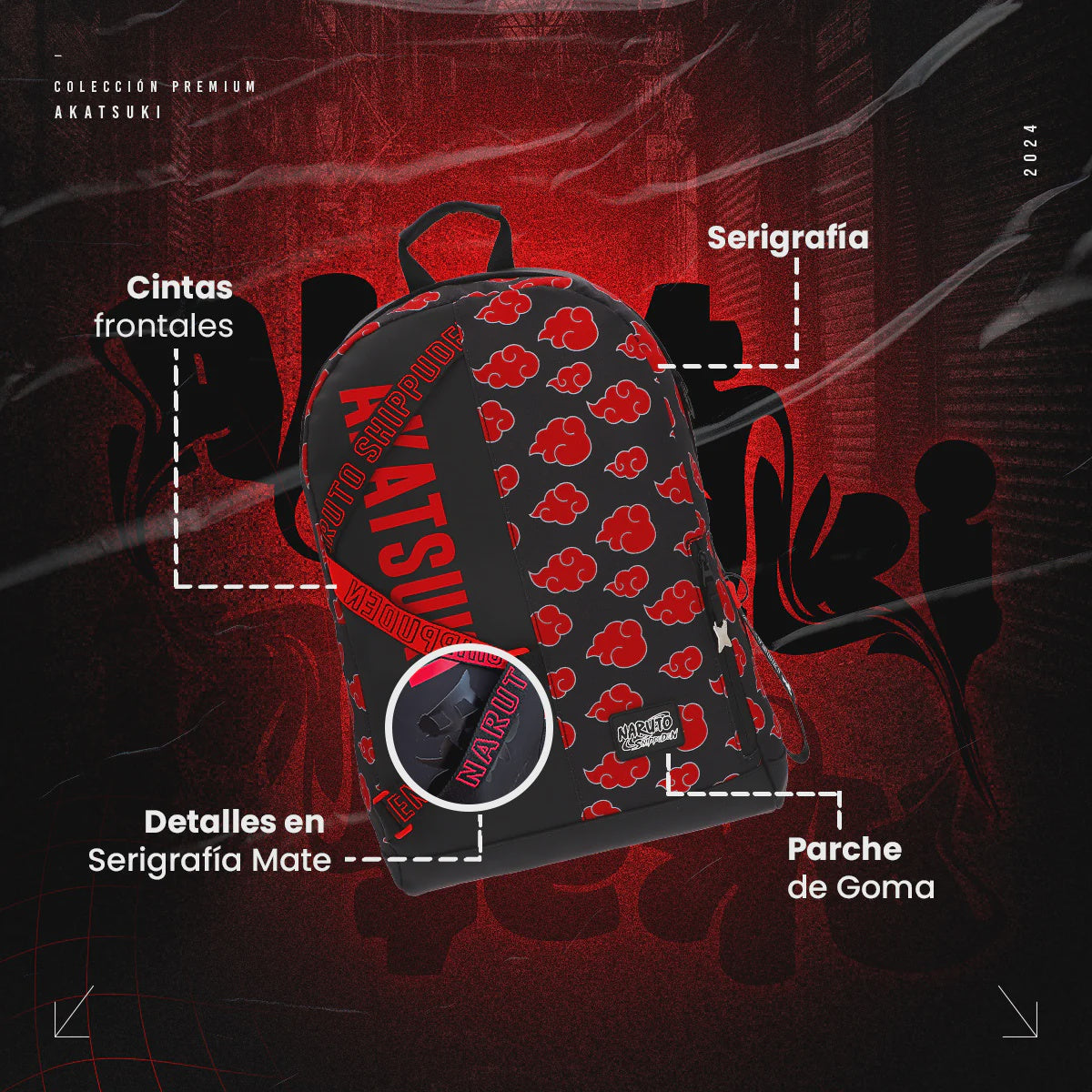 MOCHILA AKASUKI NUBES ROJAS