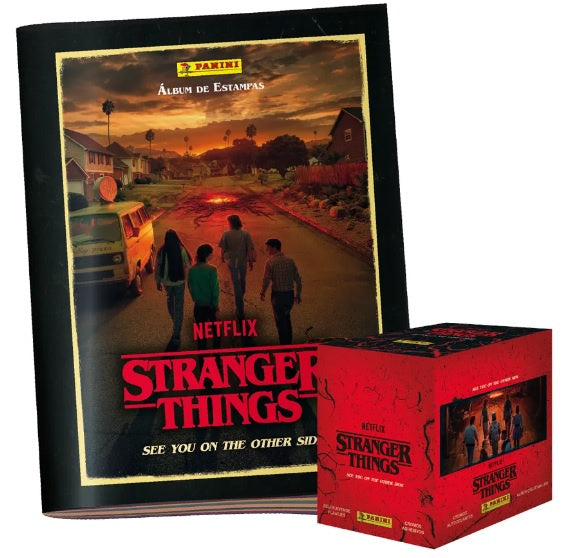 ALBUM MAS CAJA CON 50 SOBRES DE ESTAMPAS STRANGER THINGS