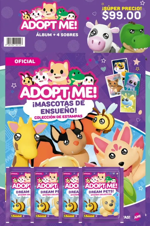 Album + 4 sobres de estampas Adopt Me! On Roblox