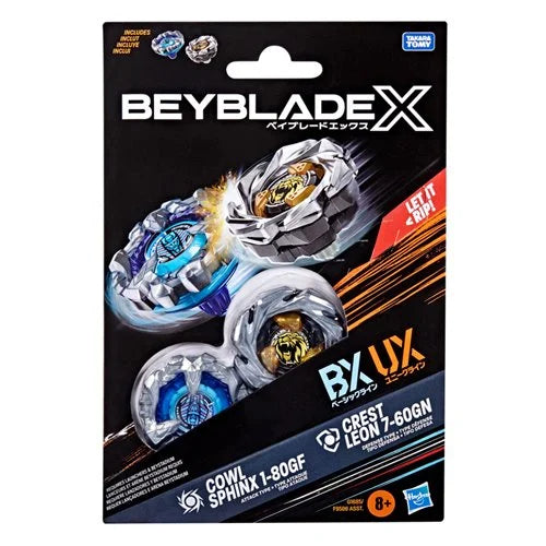 BEYBLADE X COWL SPHINX 1-80GF BX & CREST LEON 7-60GN UX DUAL PACK SET-Figuras-HASBRO-Akibara Xpress