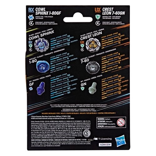 BEYBLADE X COWL SPHINX 1-80GF BX & CREST LEON 7-60GN UX DUAL PACK SET-Figuras-HASBRO-Akibara Xpress