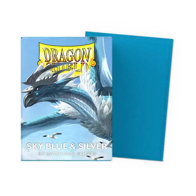 DRAGON SHIELD SLEEVES STANDARD DUAL MATTE SKY BLUE & SILVER (100 CT.)-TCG-DRAGON SHIELD-Akibara Xpress