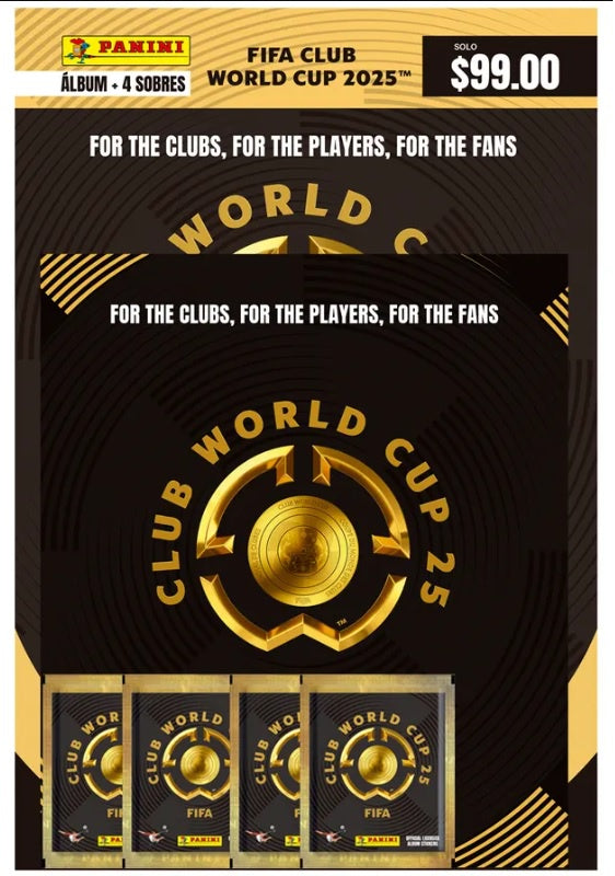 Album FIFA Club World Cup 2025 Pasta Suave + 4 sobres de estampas