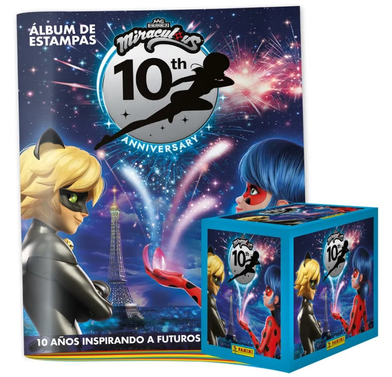 Album Miraculous 2025 + caja con 36 sobres de estampas