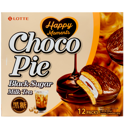 LOTTE Choco Pie Black Sugar Milk Tea Flavor Individual-Alimentos-Asian Food-Akibara Xpress