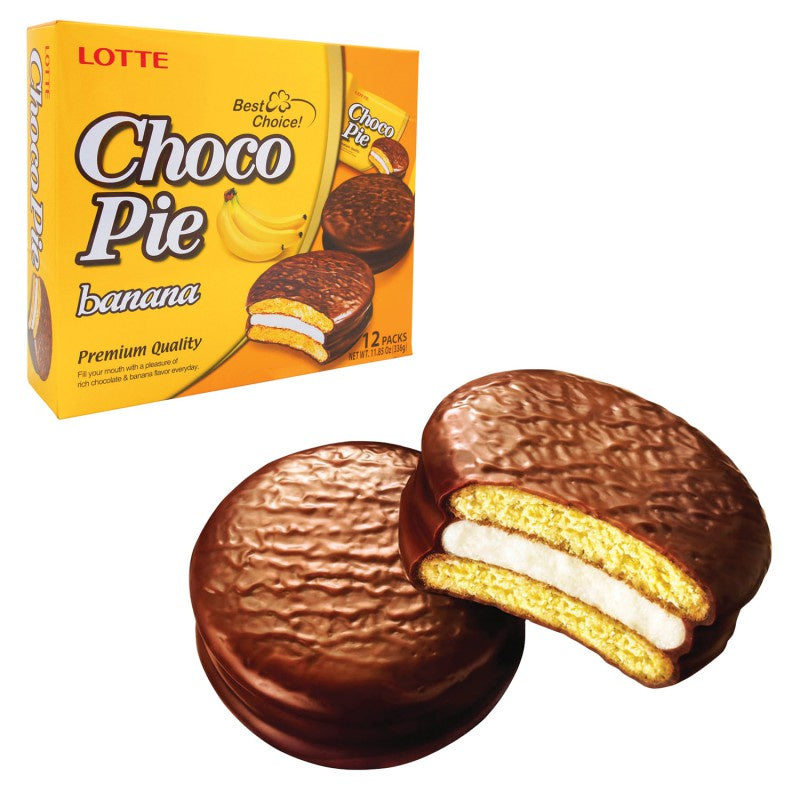 LOTTE Choco Pie sabor platano individual-Alimentos-Asian Food-Akibara Xpress
