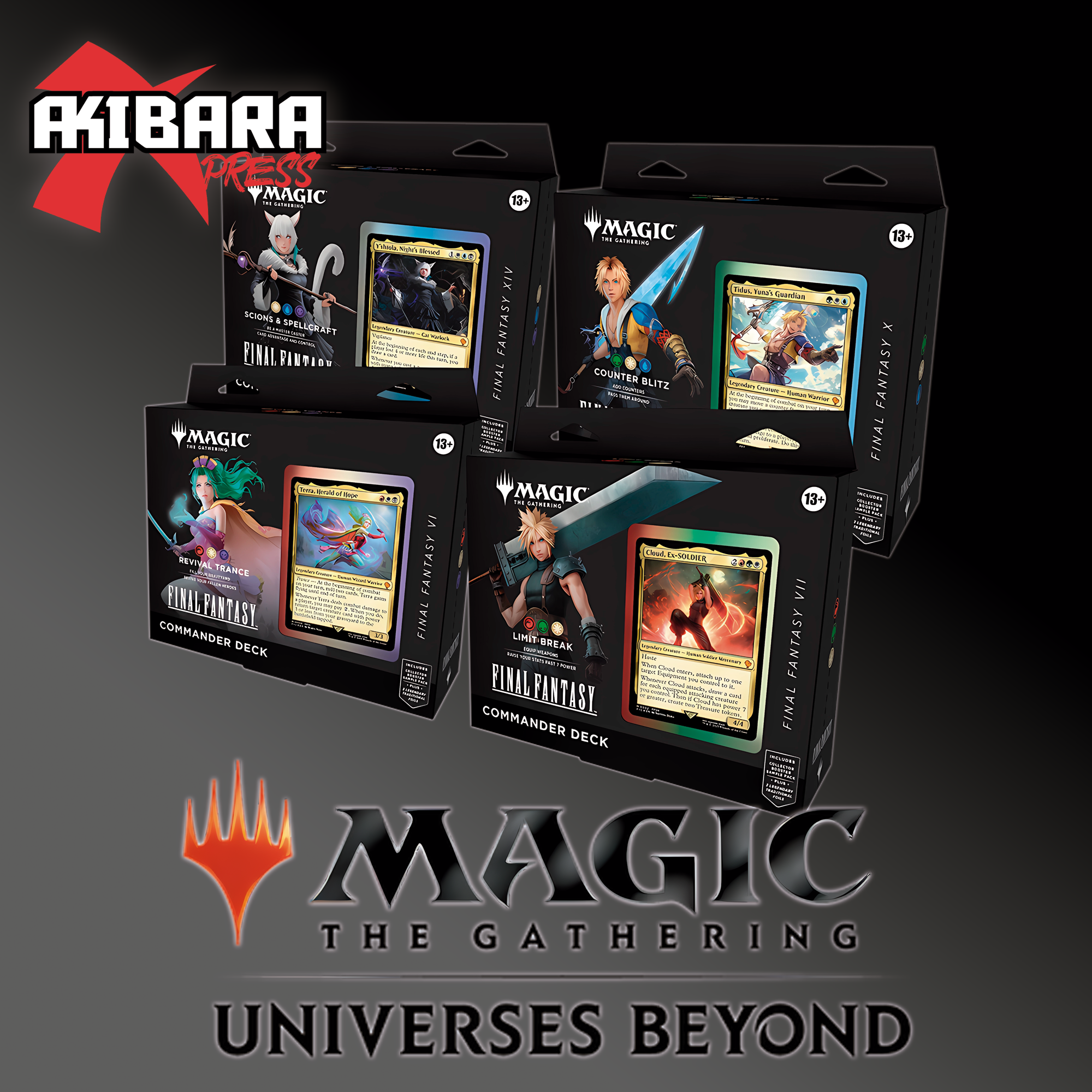 MAGIC THE GATHERING TCG UNIVERSES BEYOND FINAL FANTASY COMMANDER DECK DISPLAY (4 DECKS)-TCG-Juegos de Mesa-Akibara Xpress