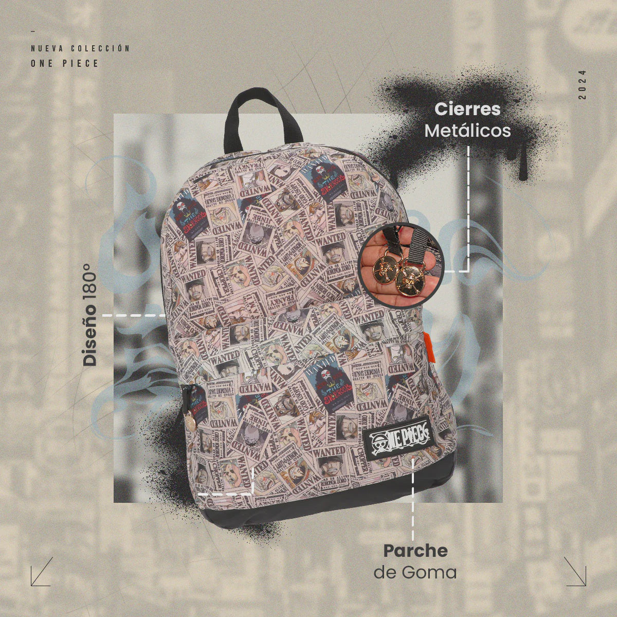 MOCHILA ONE PIECE CARTELES SE BUSCA-Mochilas/Loncheras-Yadatex-Akibara Xpress