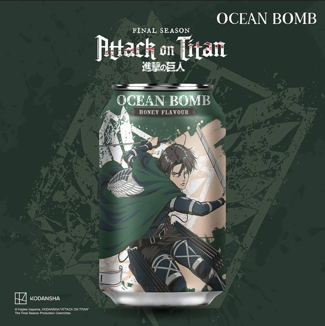 OCEAN BOMB Attack on Titan Honey Flavor Soda 330ml-Alimentos-Asian Food-Akibara Xpress
