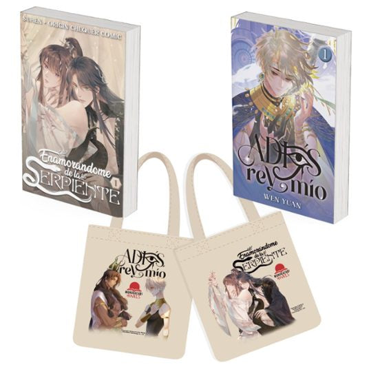 PACK MANHUA DANMEI EXLUSIVO (ADIOS REY MIO + ENAMORANDOME DE LA SERPIENTE + 2 BOLSAS) EUROPA-Mangas Españoles-MONOGATARI NOVELS-Akibara Xpress