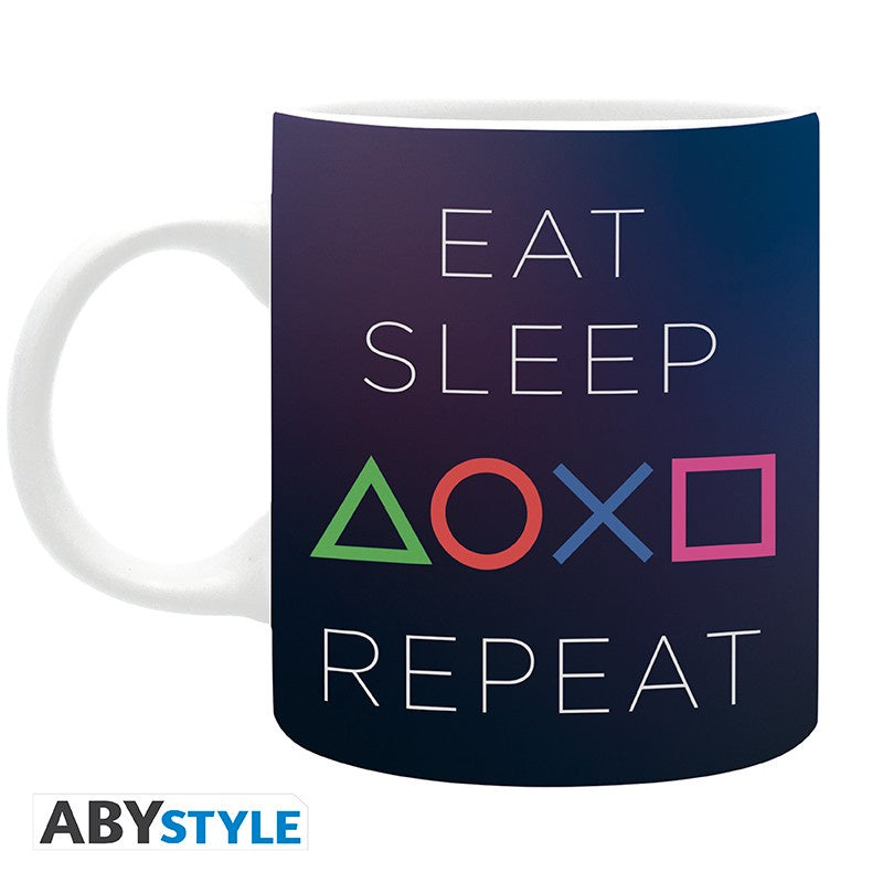 PLAYSTATION - Eat Sleep Game Repeat Mug, 11 oz.-Tazas-ABYSTYLE-Akibara Xpress