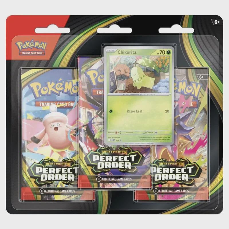 POKEMON TCG MEGA EVOLUTION PERFECT ORDER 3 BOOSTER BLISTER INGLES-TCG-POKEMON-Akibara Xpress