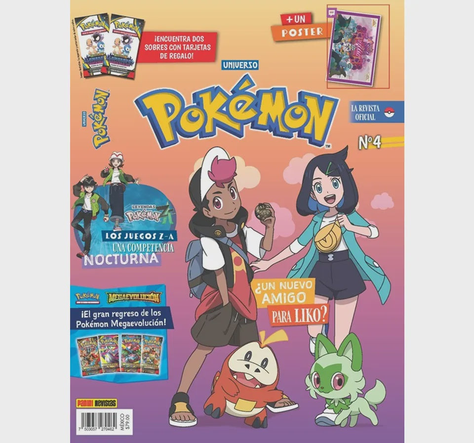 REVISTA POKEMON 2025 + CARDS N.4 PENDIENTE
