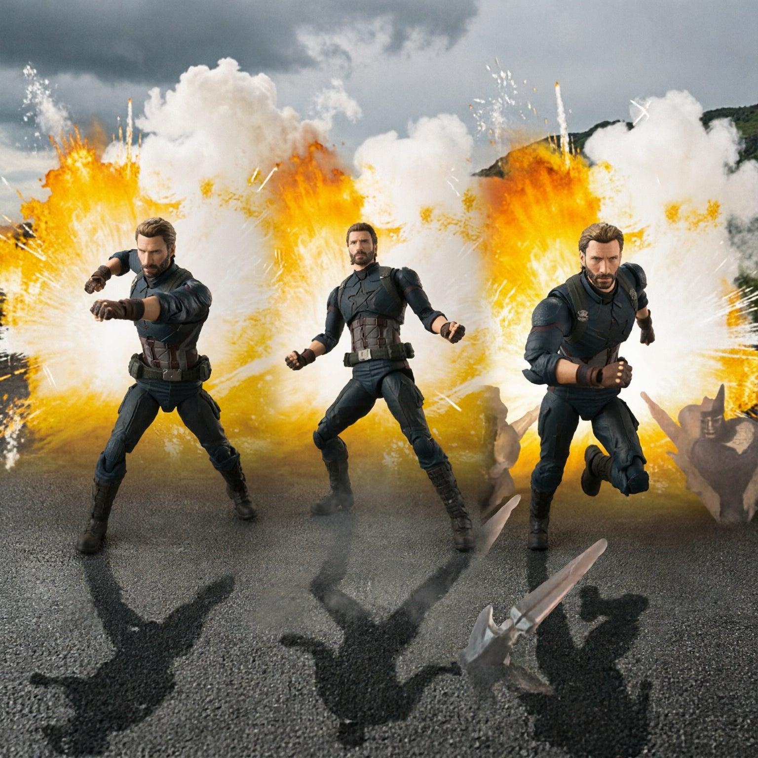 SH Figuarts CAPITAN AMERICA & Tamashi Effect Explosion-Figuras-BANDAI-Akibara Xpress