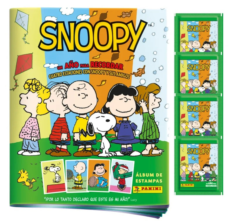 Album Snoopy 2026 Pasta suave con 4 sobres de estampas