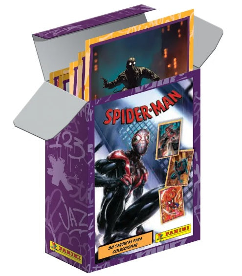 CAJA CON 24 SOBRES DE ESTAMPAS  SPIDERMAN SPIDERVERSE 2023