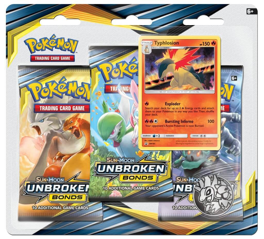 Pokemon TCG:  SUN&MOON UNKROKEN BONDS 3 Booster set Display