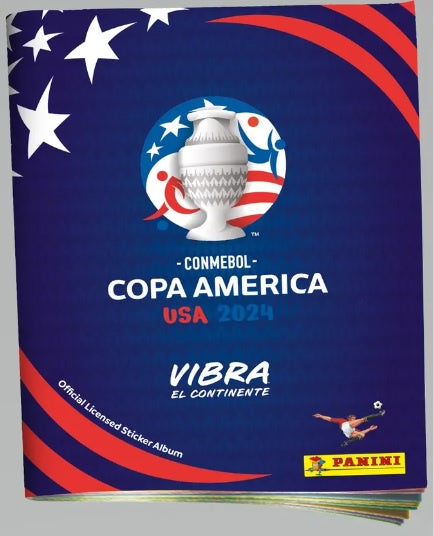 ALBUM PASTA DURA COPA AMERICA 2024 MAS UNA CAJA CON 50 SOBRES DE ESTAMPAS