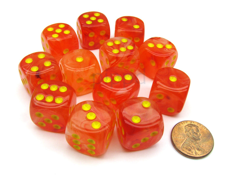 16mm d6 Dice Block (12ct.) - Ghostly Glow Orange/Yellow (27723)