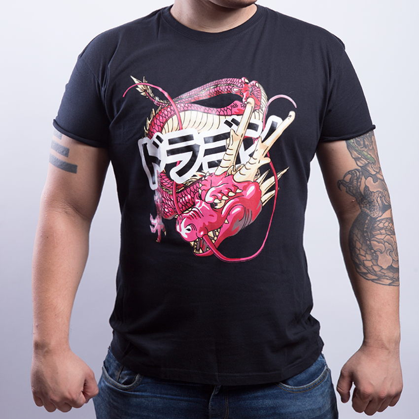 Camisa Heredia Manga Corta Dragon Rojo-Ropa-Heredia Clothing-Akibara Xpress