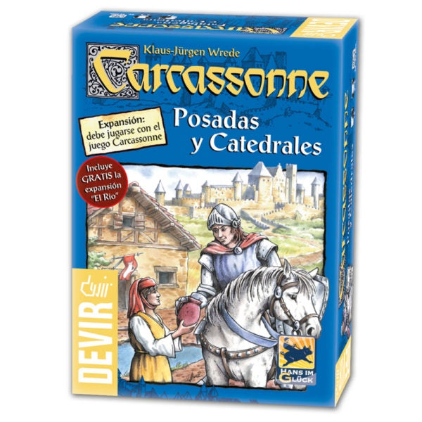 Carcassonne Posadas y Catedrales + Expansion"El Río"-Juegos De Mesa-Juegos de Mesa-Akibara Xpress
