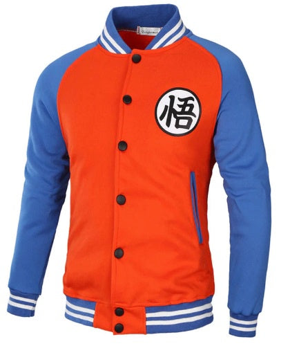 Hombre Dragon ball Azul/Naranja Varsity Botones