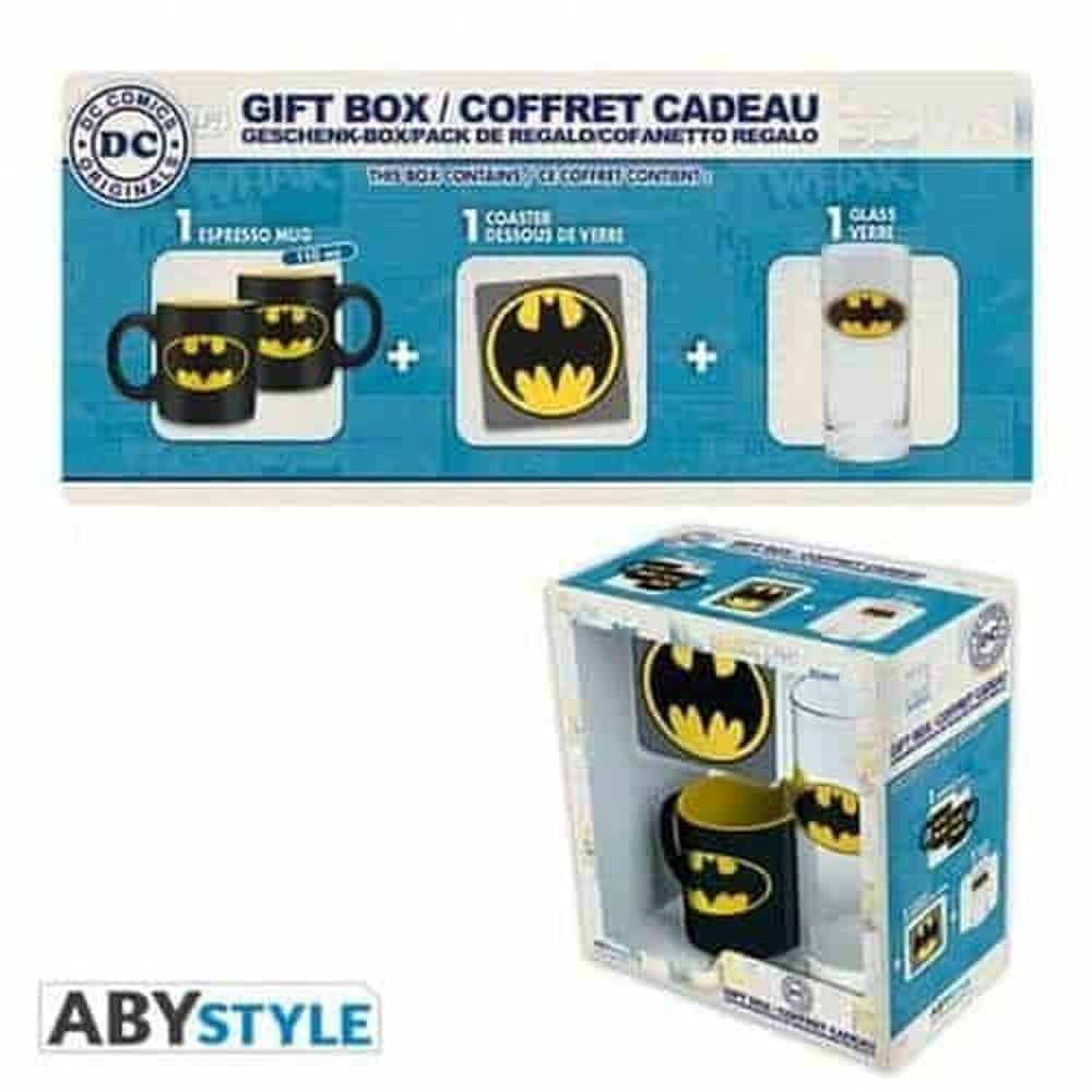 DC COMICS - Pck Glass 29cl + Coaster + Mini Mug "Batman-Tazas-ABYSTYLE-Akibara Xpress