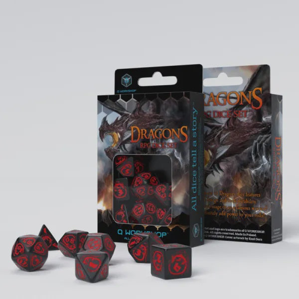 SET DE DADOS DRAGONS BLACK/RED